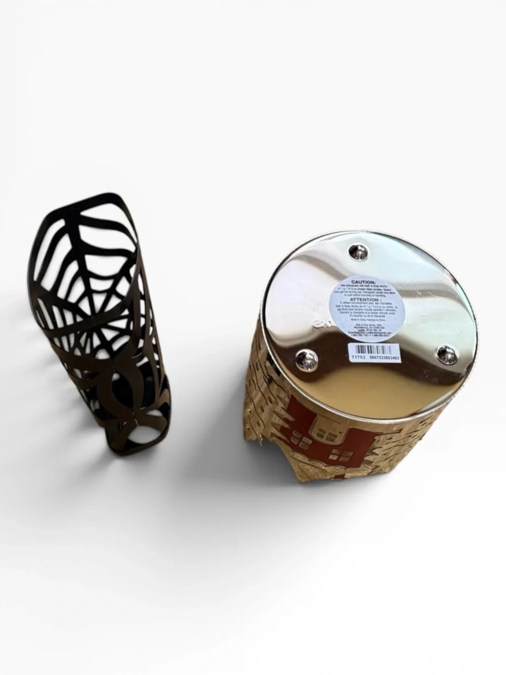 Bath & Body Works Little Town 3-Wick Candle Holder & Spiderweb Hand Soap